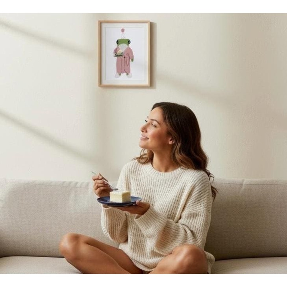 Hand Drawn Frog Art Print: Whimsical Animal Wall Art / Nursery, Kids Room (8x10)